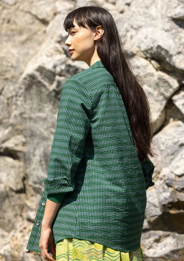 Vävd skjorta "Wavy" i ekologisk bomull - teal