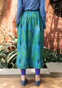 Vävd kjol "Paris" i ekologisk bomull/siden - indigofera/mönstrad