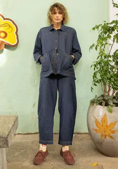 Vävd jacka "Ines" i ekologisk bomull - mörk indigo