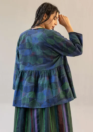 Blus "Alaska" i ekologisk bomull/lin - mörk indigo