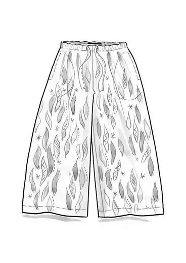 Vävd byxa "Paris" i ekologisk bomull/siden - indigofera/mönstrad