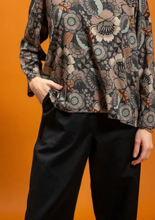 Vävd byxa "Cleo" i ekologisk bomull/lin - svart