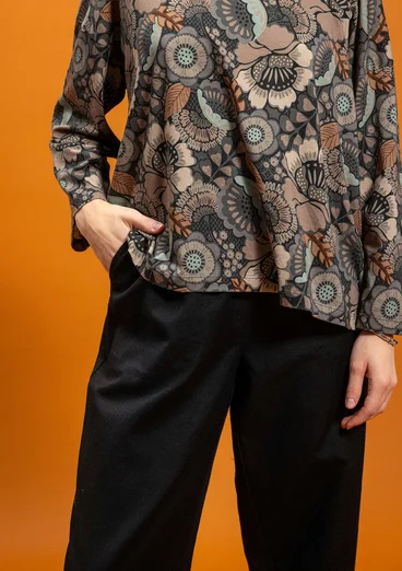 Vävd byxa "Cleo" i ekologisk bomull/lin - svart