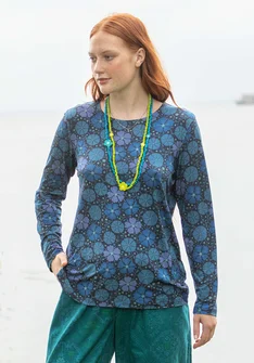 Blommig topp "Cress" i lyocell/elastan - mörk indigo