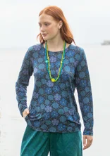 Blommig topp "Cress"  i lyocell/elastan - mörk indigo