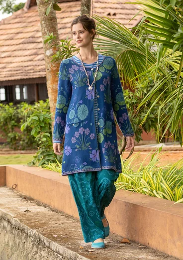 Mönstrade byxor "Poesi" i ekologisk bomull - mörk jaspis