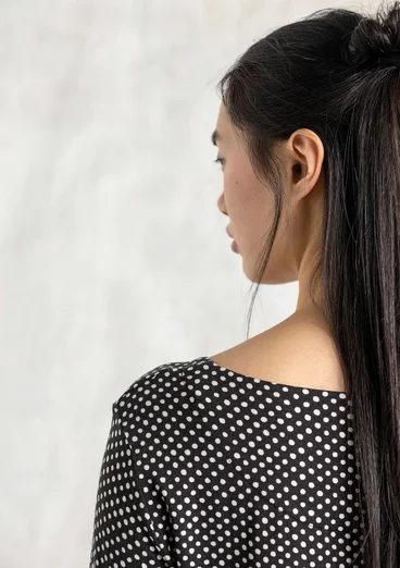 Trikåtop "Tina" i lyocell/elastan - svart/mönstrad