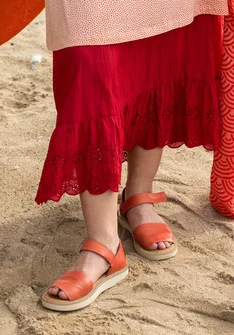 Sandal i läder - grapefrukt