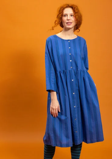 Vävd klänning "Sofia" i ekologisk bomull - linblå