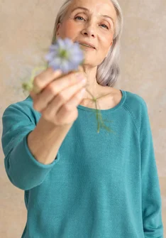 Tröja i ekologisk bomull/lyocell - teal