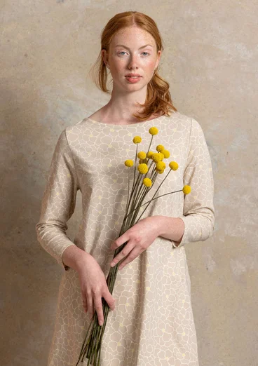 Trikåklänning ”Theia” i ekologisk bomull/elastan - natur/mönstrad