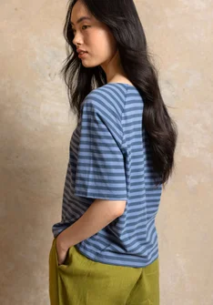 Basrands T-shirt i ekologisk bomull - stillahavsblå/gammelblå