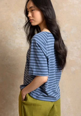 Basrands T-shirt i ekologisk bomull - stillahavsblå/gammelblå