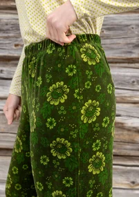 Velourbyxa "Nootka" i ekologisk bomull/återvunnen polyester - skogsgrön/mönstrad