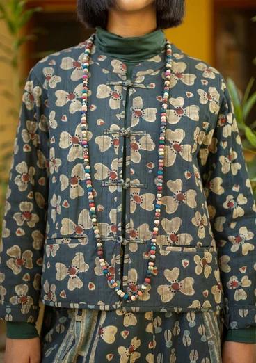 Quiltad jacka "Bloom" i ekologisk bomull - mörk indigo