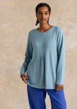 Trikåtunika i viskos/elastan - gråblå/melange