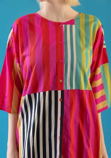 Färgglad vävd blus "Cherai" i ekologisk bomull - smultron