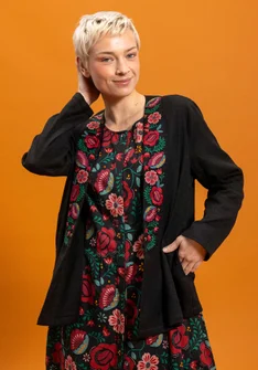 Vävd innejacka "Cleo" i ekologisk bomull - svart