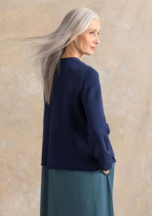 Kofta i återvunnen bomull - mörk indigo