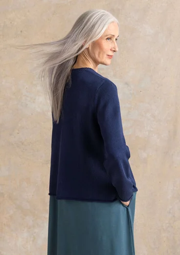 Kofta i återvunnen bomull - mörk indigo