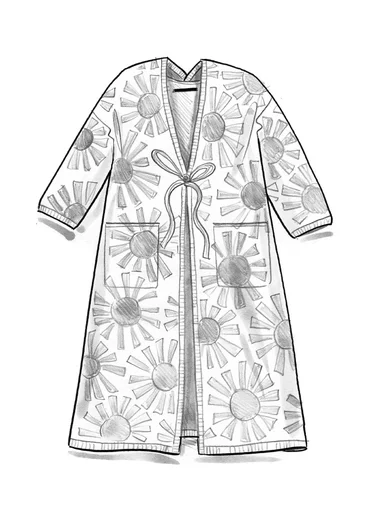 Mönstrad lång kofta "Midori" i ekologisk bomull - regnskogsgrön