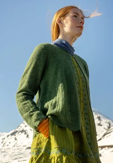 Kofta "Forgetmenot"  i alpackamix - skogsgrön/melange