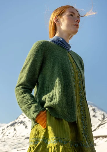 Kofta "Forgetmenot" i alpackamix - skogsgrön/melange