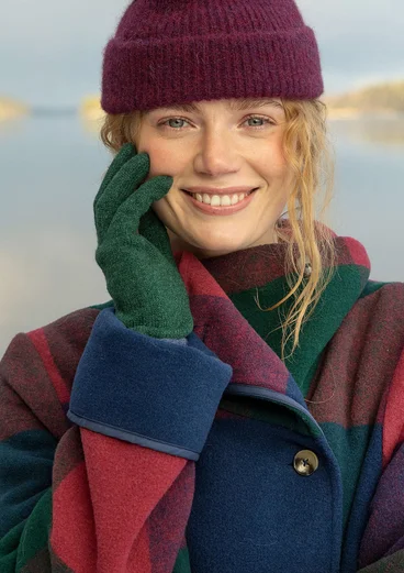 Fingervante i ull - mörkgrön