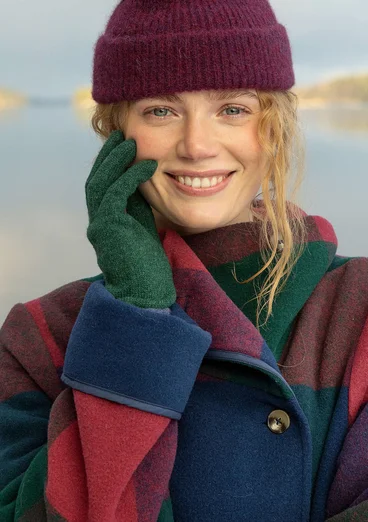 Fingervante i ull - mörkgrön