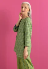 Vävd tunika ”Vendela” i ekologisk bomull - rosmarin/mönstrad