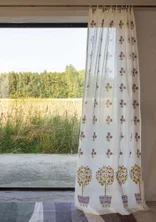 Gardin "Lemon tree" i ekologisk bomull - oliv