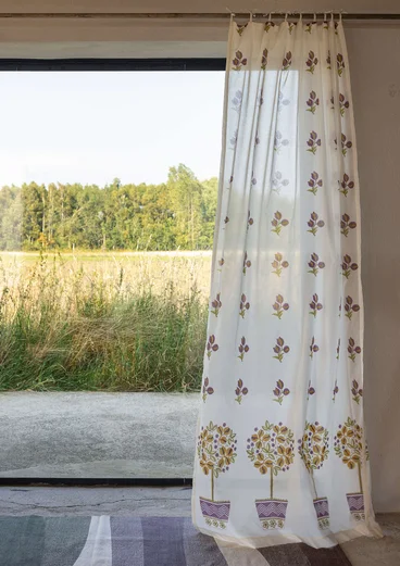 Gardin "Lemon tree" i ekologisk bomull - oliv