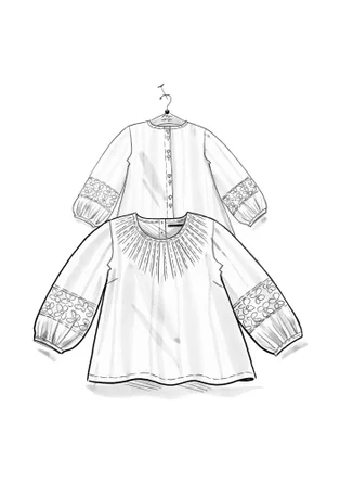 Blus "Melody" i ekologisk bomull/siden - midnattsblå