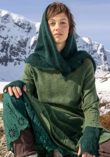 Tröja "Forgetmenot" i alpackamix - skogsgrön/melange