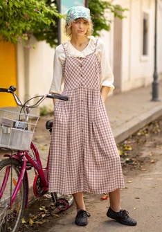 Vävd ärmlös klänning "Juliette" i viskos - ljus persika