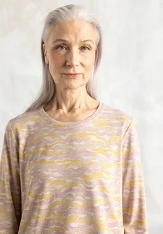 Trikåtop "Mona" i ekologisk bomull/elastan - natur/mönstrad