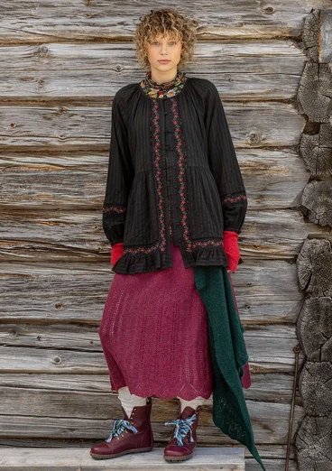 Stickad kjol "Forgetmenot" i alpackamix - aubergine/melange