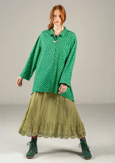 Vävd skjorta "Olivia" i ekologisk bomull - lotusgrön/mönstrad