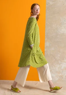 Trikåklänning ”Theia” i ekologisk bomull/elastan - kiwi/mönstrad