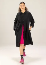 Enfärgad vävd klänning "Hinata" i ekologisk bomull/lin - svart