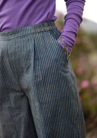 Vävd byxa "Willow" i ekologisk bomull - indigo
