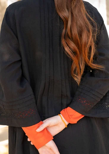 Vävd klänning "Sand" i ekologisk bomull/lin - svart