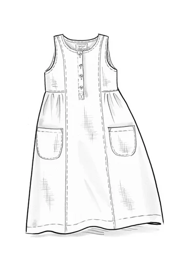 Vävd ärmlös klänning i lin - kiwi