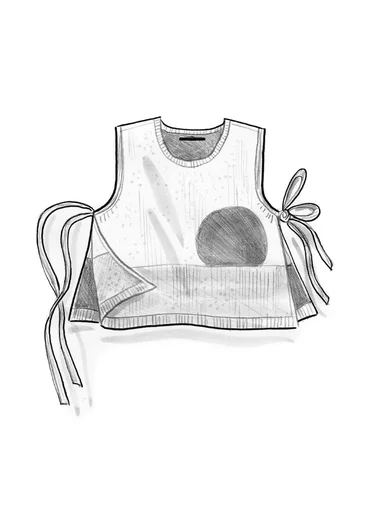 Stickad mönstrad väst "Asahi" i återvunnen ullmix/ekologisk bomull - potatis