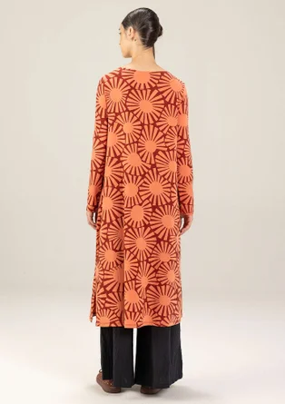 Mönstrad trikåklänning "Taiyoko" i lyocell/elastan - rooibos