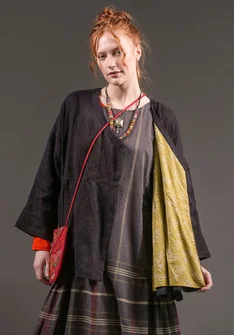 Vävd jacka "Bodil" i lin - svart