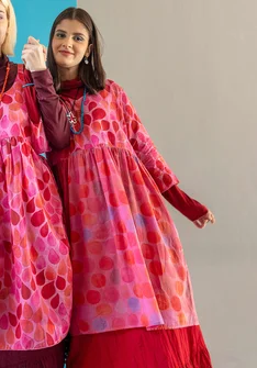 Vävd klänning "Paris" i ekologisk bomull - hibiskus