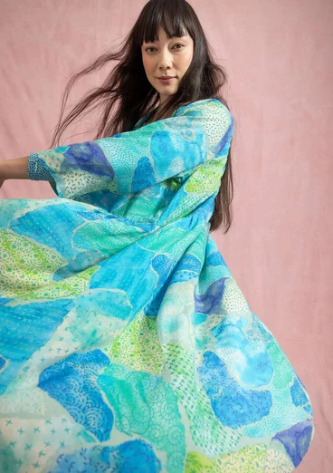 Vävd klänning "Supernova" i lyocell/lin - ljus indigo