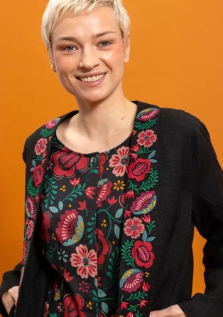 Vävd innejacka "Cleo" i ekologisk bomull - svart