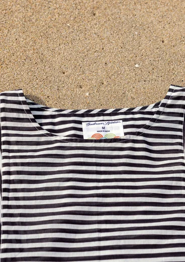 Vävd tunika "Reflexions" i ekologisk bomull - svart/halvblekt